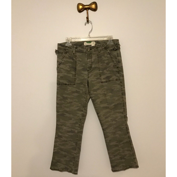 Anthropologie Camo Cropped Utility Flare Pants - Size 29 - Picture 1 of 10